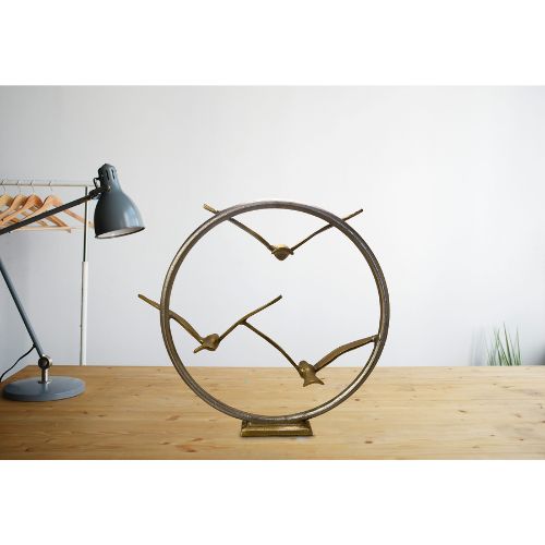 Golden Birds in Circle Frame