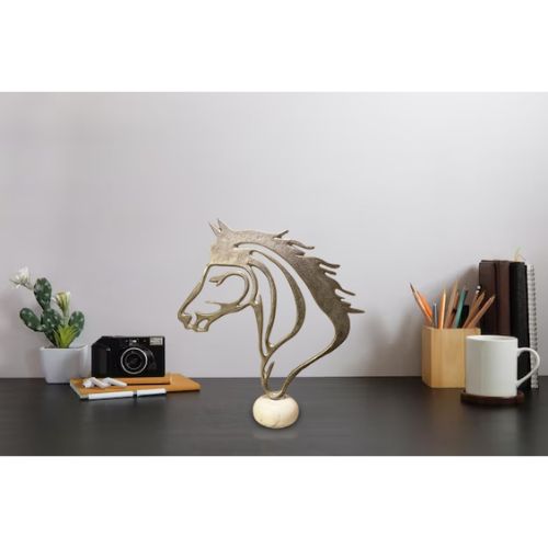 Silver Horse Head Figurine, Contemporary Design